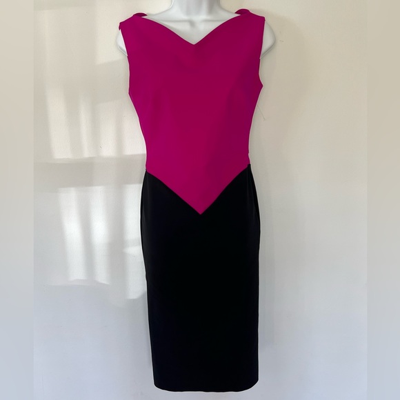 Greta Constantine color-block pink and black sexy Dress - Picture 3 of 15